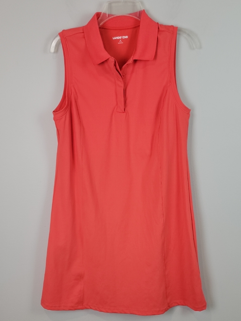 Lands' End coral sleeveless polo dress medium